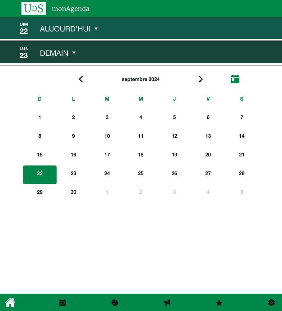 Home page de l'application monAgenda